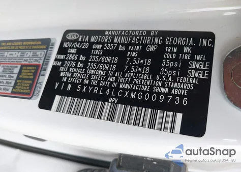 2021 Kia Sorento S из США, поврежденный, VIN 5XYRL4LCXMG009736